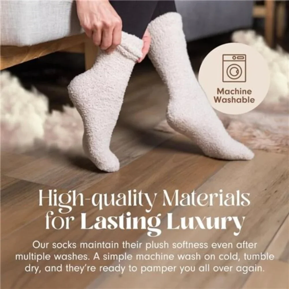 Unisex Cream Color‎ Gifts Warm & Cozy Ultra-Luxe Cloud Socks for Women & Men